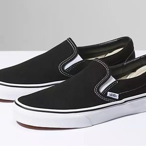 VANS Black and White Slip Ons. Size 10